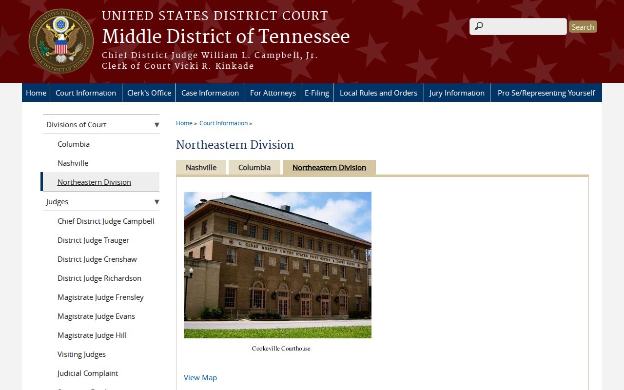 Federal court route for Fentress County court case lookup
