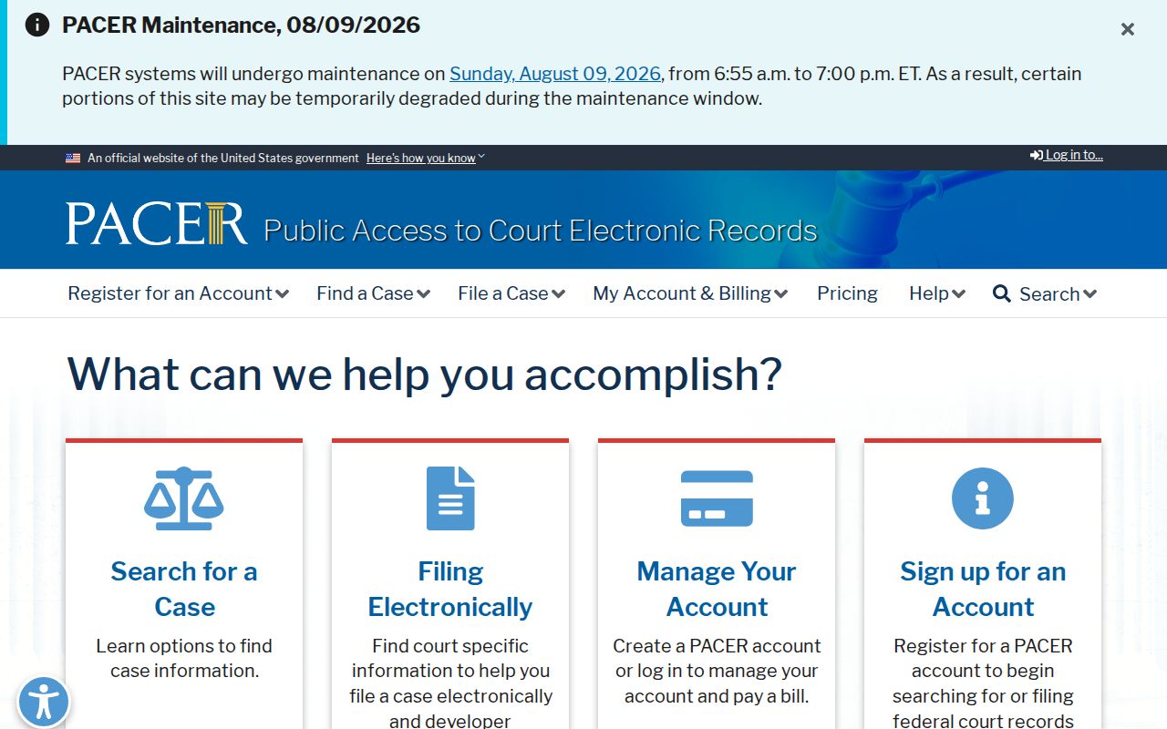 Federal PACER search for criminal records connected to Fentress County