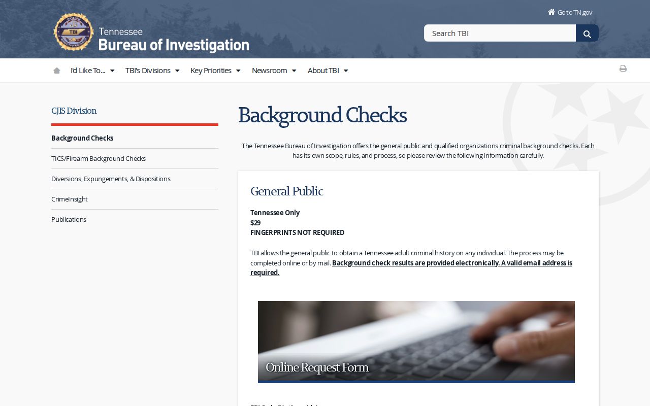 TBI process for a Fentress County criminal history correction