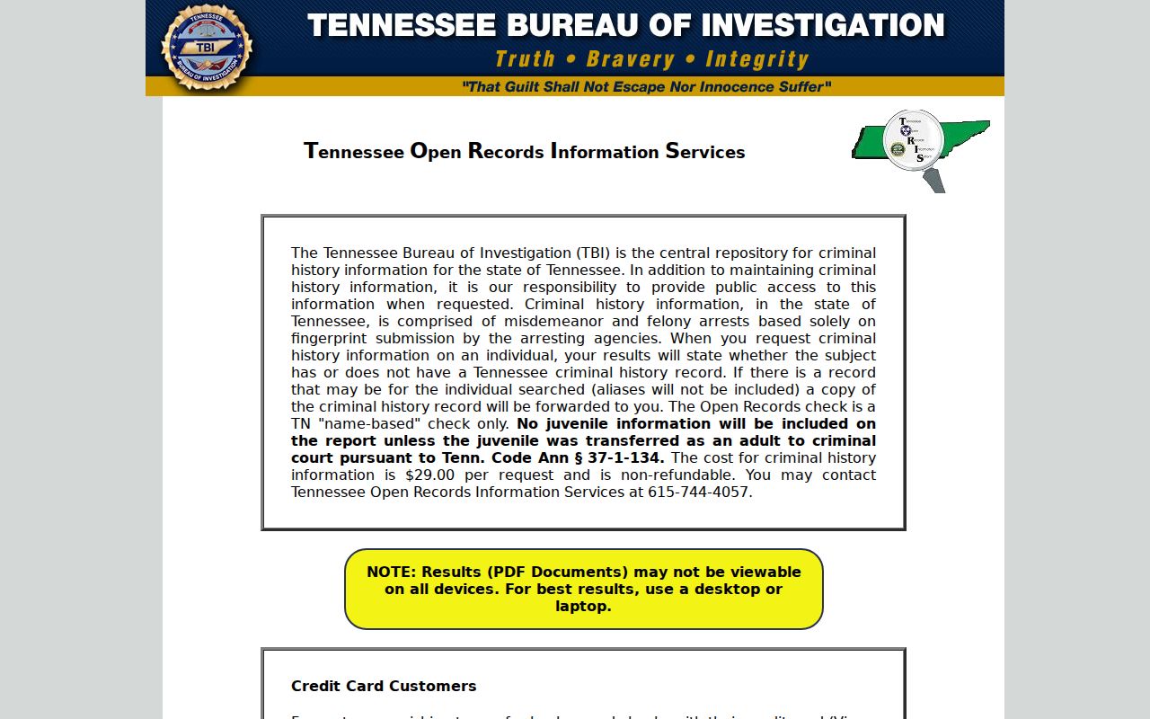 Fentress County criminal history search through TORIS