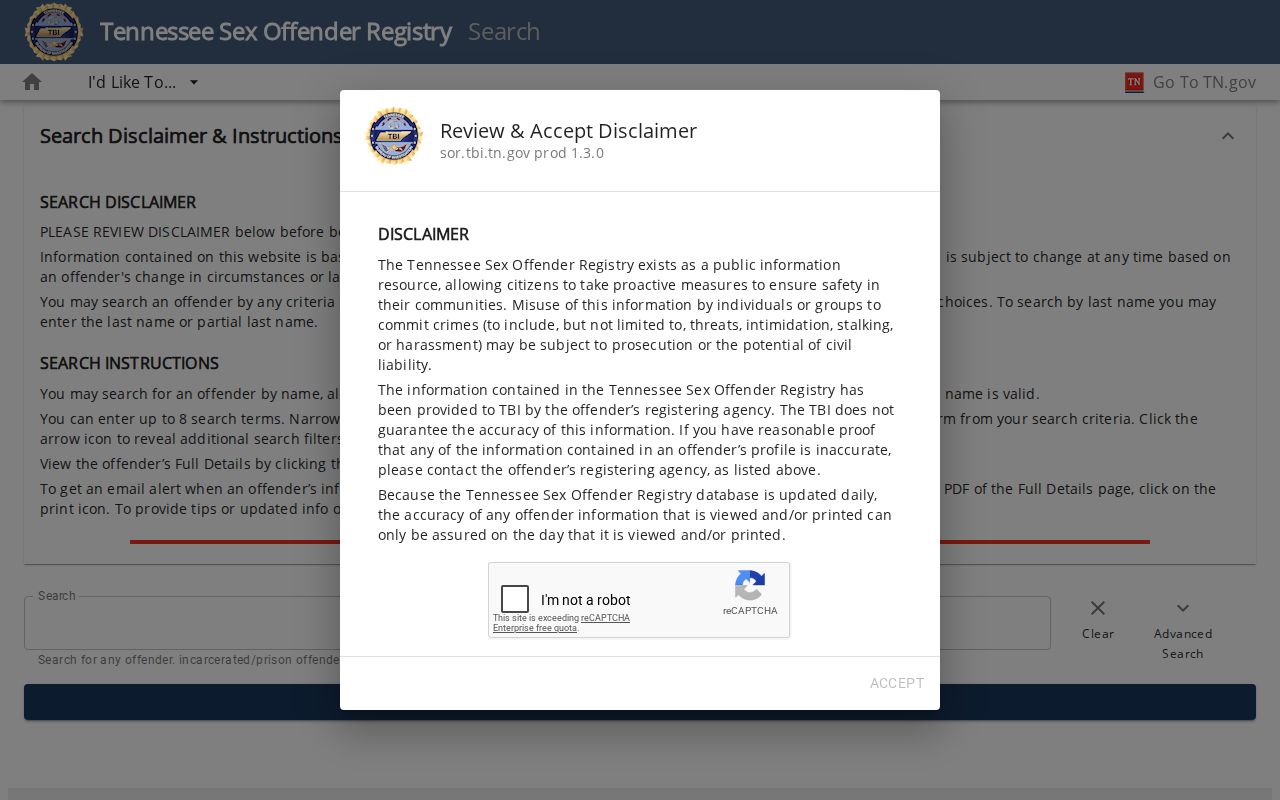 Fentress County sex offender registry detailed search fields