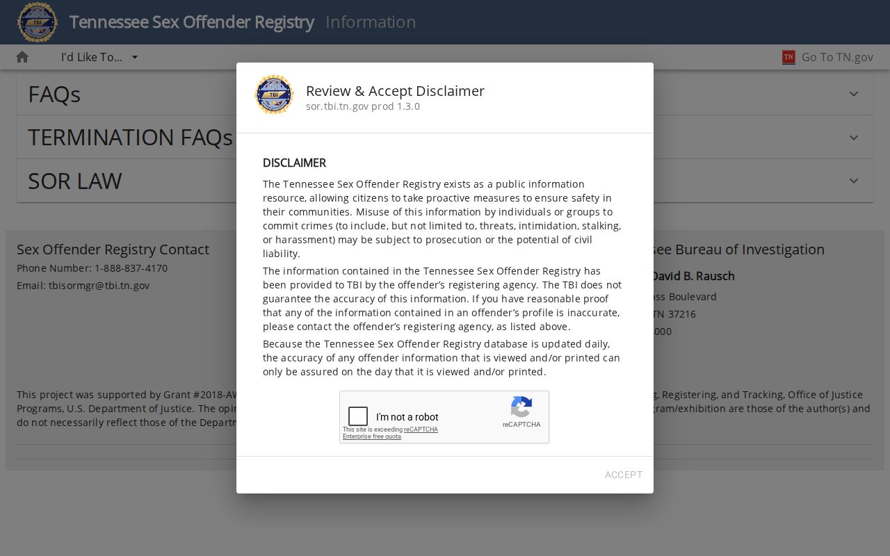 Fentress County sex offender registry profile information rules